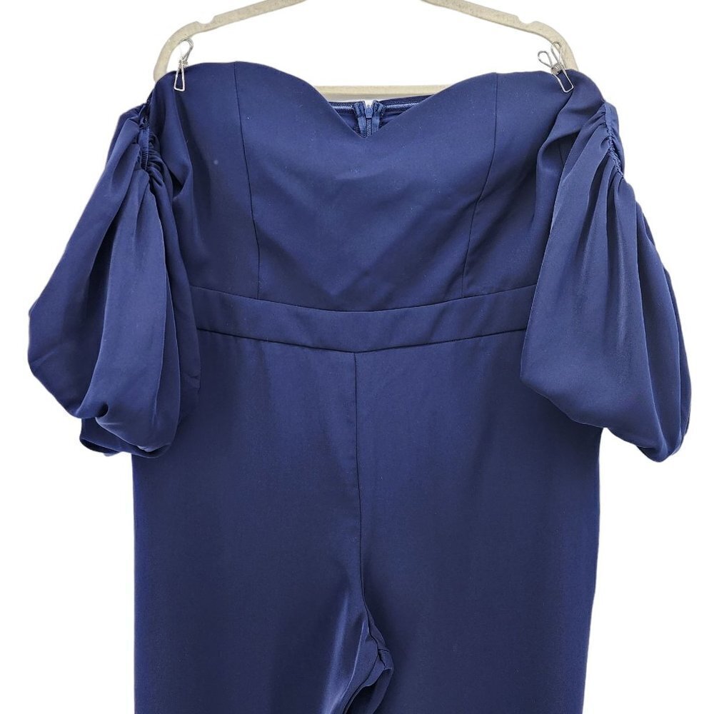 Nwt Yaura Navy Blue Sweetheart Neck Puff Sleeve Jumpsuit Womens 16 — image 2 of 8
